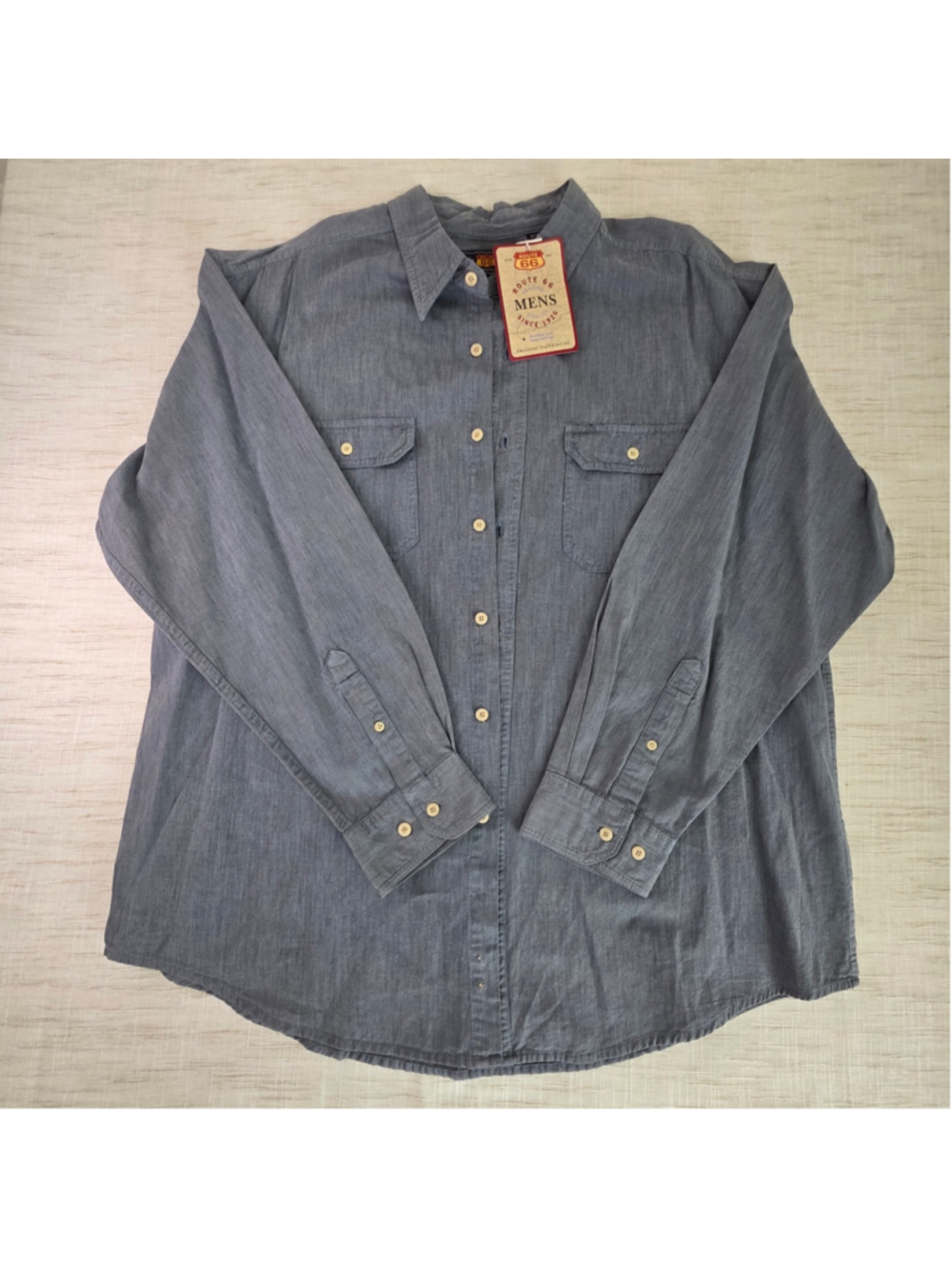 Men's Route 66 Casual Button Down Shirt XL Blue